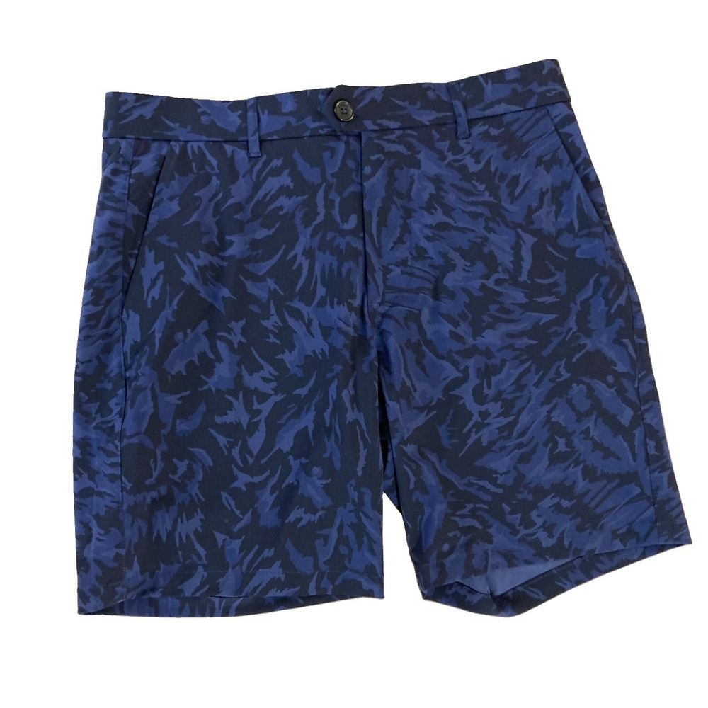Greyson Midas Wolf Printed Montauk 8" Shorts Mens Size 32 Blue Camouflage Golf